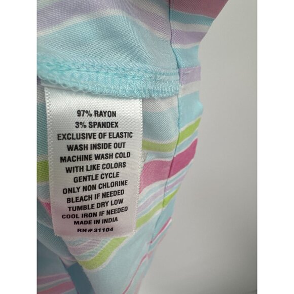 Crown & Ivy Plus Size 3X Aqua Stripe Smocked Ruffle Sleeve  Dress new $89 - Picture 4 of 5